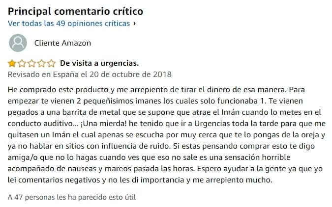 Comentarios valoraciones pinganillo Nano Imán